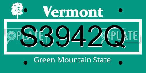 S3942Q Vermont License Plate