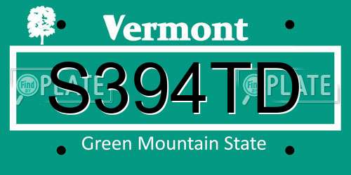 S394TD Vermont License Plate