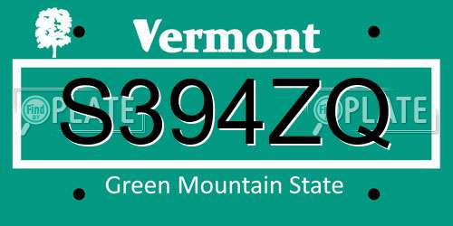 S394ZQ Vermont License Plate