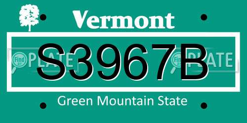 S3967B Vermont License Plate