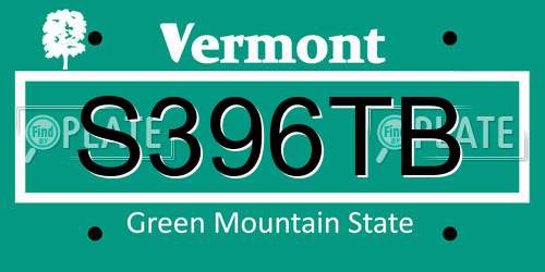 S396TB Vermont License Plate