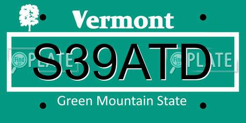 S39ATD Vermont License Plate
