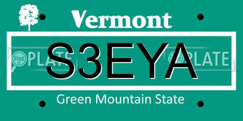 S3EYA Vermont License Plate