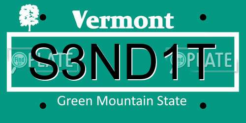 S3ND1T Vermont License Plate
