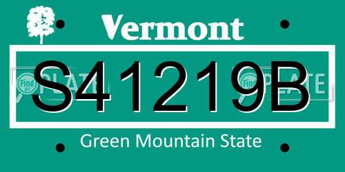 S41219B Vermont License Plate