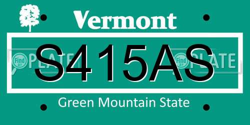 S415AS Vermont License Plate