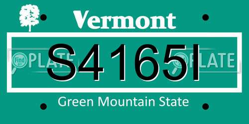 S4165I Vermont License Plate
