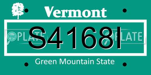 S4168I Vermont License Plate