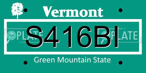 S416BI Vermont License Plate
