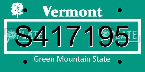 S417195 Vermont License Plate
