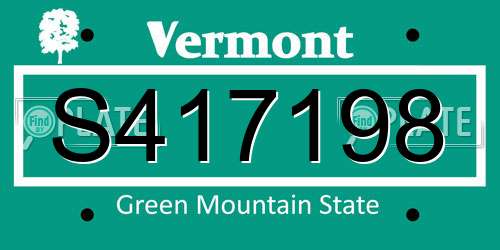 S417198 Vermont License Plate