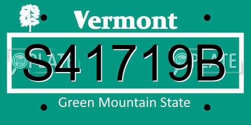 S41719B Vermont License Plate