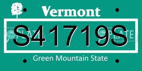 S41719S Vermont License Plate