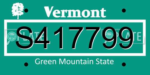 S417799 Vermont License Plate