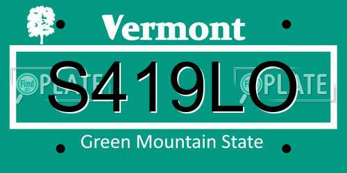 S419LO Vermont License Plate