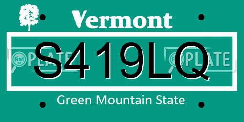 S419LQ Vermont License Plate