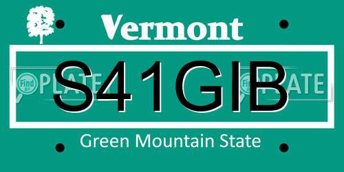 S41GIB Vermont License Plate