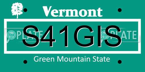 S41GIS Vermont License Plate