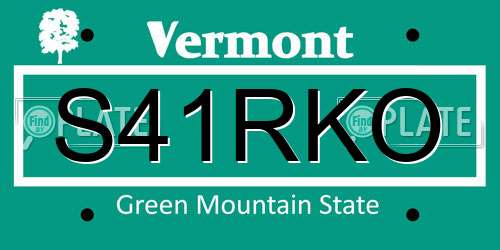 S41RKO Vermont License Plate