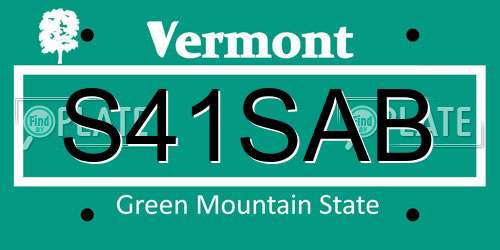 S41SAB Vermont License Plate