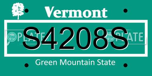 S4208S Vermont License Plate