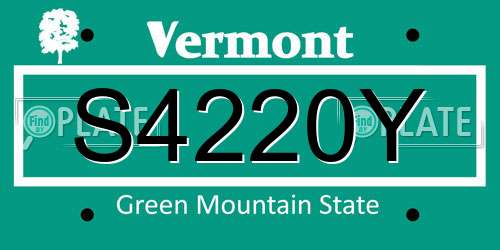S4220Y Vermont License Plate