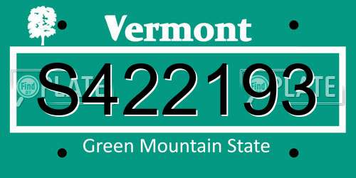 S422193 Vermont License Plate