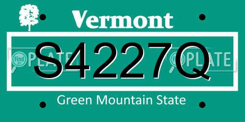 S4227Q Vermont License Plate