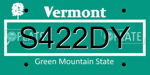 S422DY Vermont License Plate