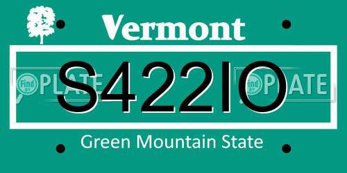 S422IO Vermont License Plate