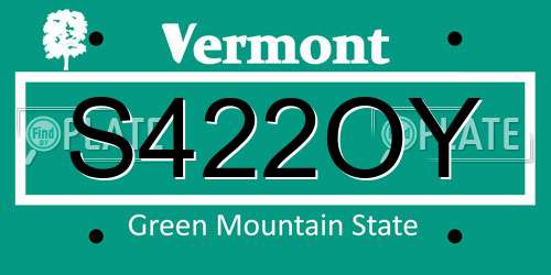 S422OY Vermont License Plate