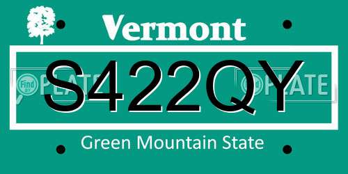 S422QY Vermont License Plate