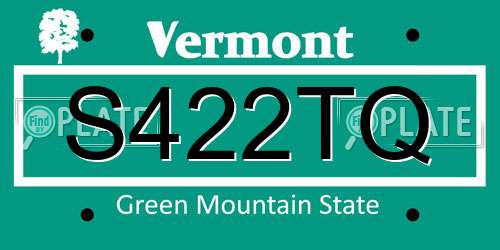 S422TQ Vermont License Plate
