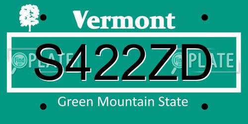 S422ZD Vermont License Plate