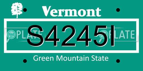 S4245I Vermont License Plate