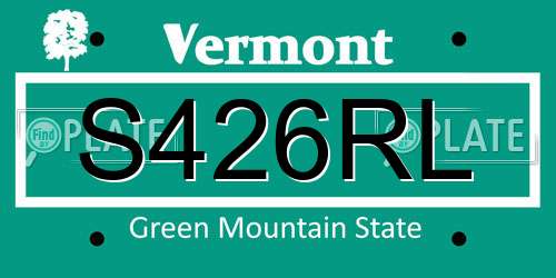 S426RL Vermont License Plate