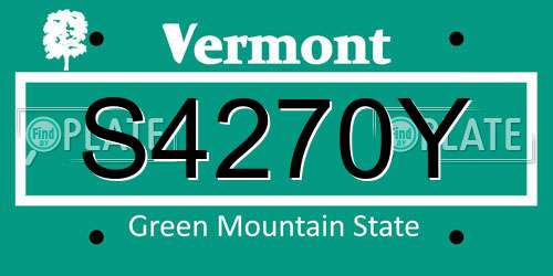 S4270Y Vermont License Plate