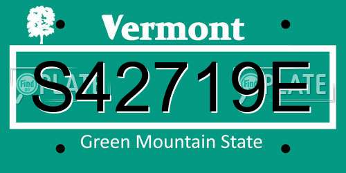 S42719E Vermont License Plate