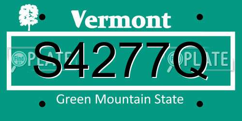 S4277Q Vermont License Plate