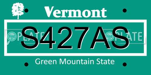 S427AS Vermont License Plate