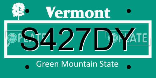 S427DY Vermont License Plate