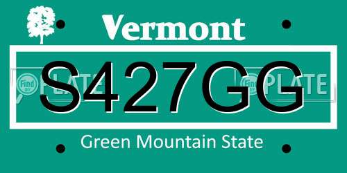 S427GG Vermont License Plate
