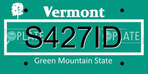 S427ID Vermont License Plate