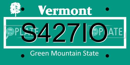 S427IO Vermont License Plate