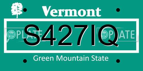S427IQ Vermont License Plate