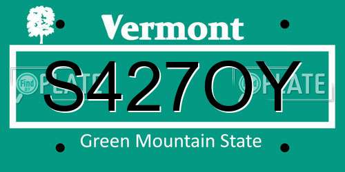 S427OY Vermont License Plate
