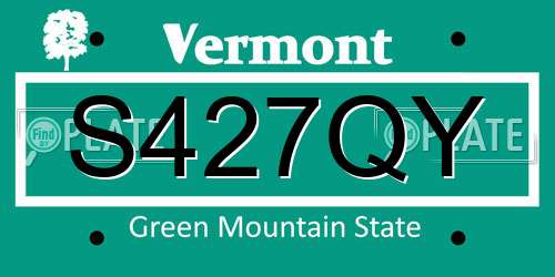 S427QY Vermont License Plate