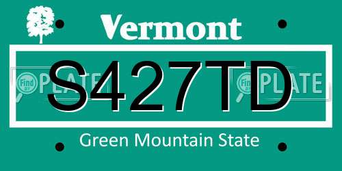 S427TD Vermont License Plate