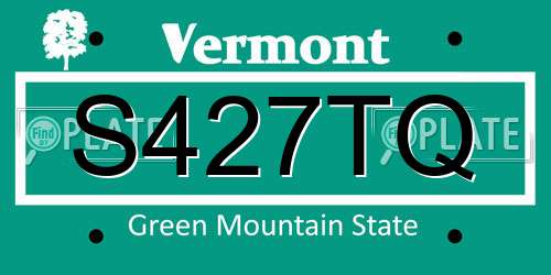S427TQ Vermont License Plate