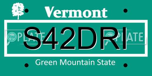 S42DRI Vermont License Plate